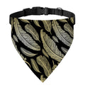 Gold And Black Feather Pattern Print Over The Collar Dog Bandana