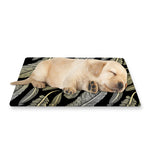 Gold And Black Feather Pattern Print Pet Cooling Mat Cover