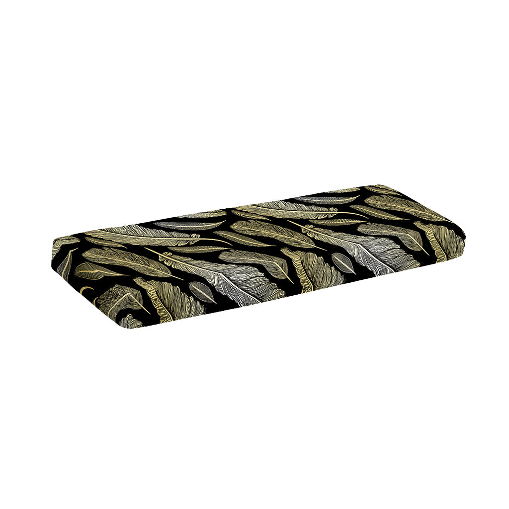Gold And Black Feather Pattern Print Piano Keyboard Cover