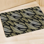 Gold And Black Feather Pattern Print Polyester Doormat