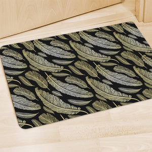 Gold And Black Feather Pattern Print Polyester Doormat