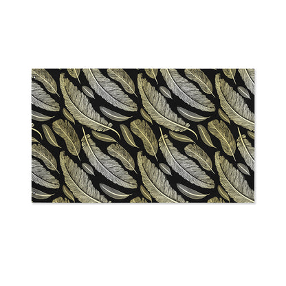 Gold And Black Feather Pattern Print Polyester Flag