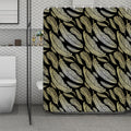 Gold And Black Feather Pattern Print Polyester Shower Curtain