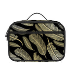 Gold And Black Feather Pattern Print Portable Lunch Bag