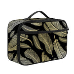 Gold And Black Feather Pattern Print Portable Lunch Bag