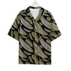 Gold And Black Feather Pattern Print Rayon Hawaiian Shirt