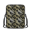 Gold And Black Feather Pattern Print Rectangular Crossbody Bag