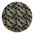 Gold And Black Feather Pattern Print Round Blanket