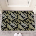 Gold And Black Feather Pattern Print Rubber Doormat