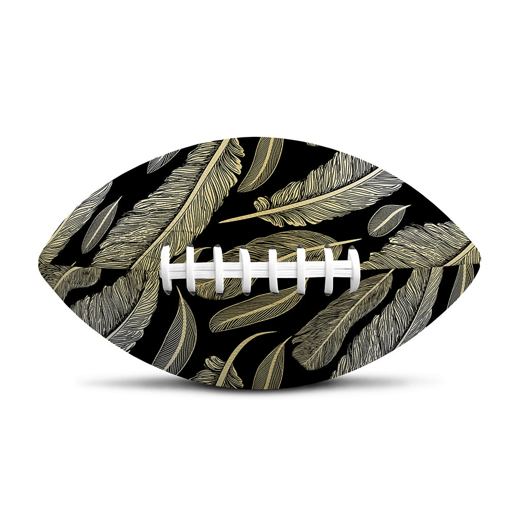Gold And Black Feather Pattern Print Rugby Ball