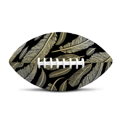 Gold And Black Feather Pattern Print Rugby Ball
