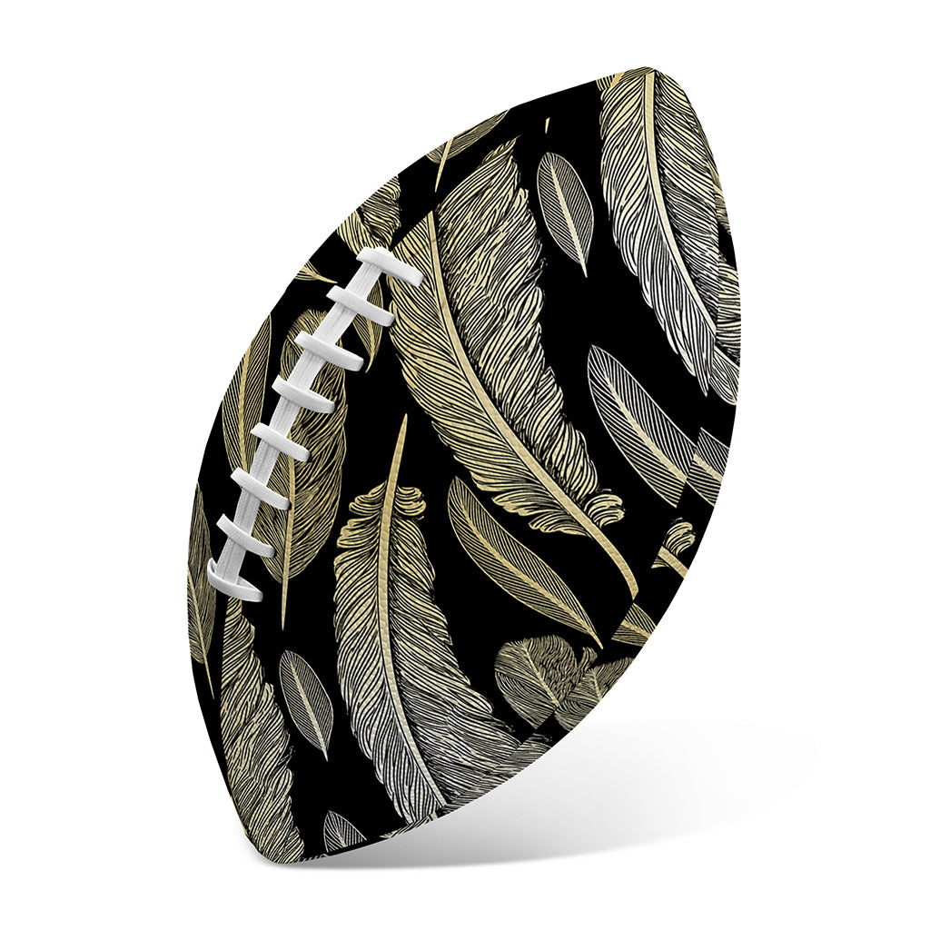 Gold And Black Feather Pattern Print Rugby Ball