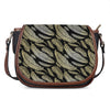 Gold And Black Feather Pattern Print Saddle Bag