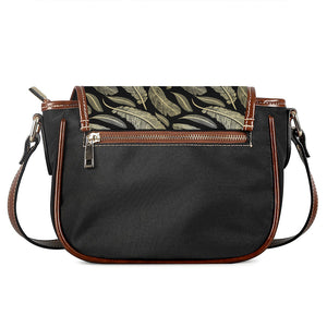 Gold And Black Feather Pattern Print Saddle Bag