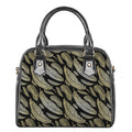Gold And Black Feather Pattern Print Shoulder Handbag