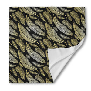 Gold And Black Feather Pattern Print Silk Bandana