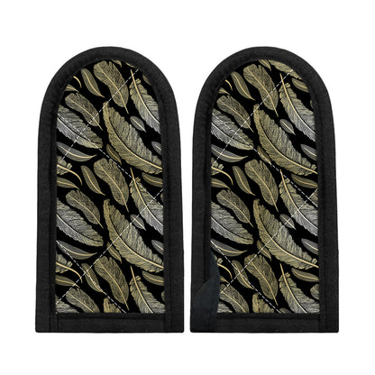 Gold And Black Feather Pattern Print Skillet Handle Cover