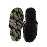 Gold And Black Feather Pattern Print Slippers
