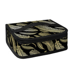 Gold And Black Feather Pattern Print Small Lunch Bag