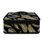 Gold And Black Feather Pattern Print Small Lunch Bag