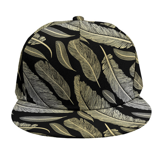 Gold And Black Feather Pattern Print Snapback Cap