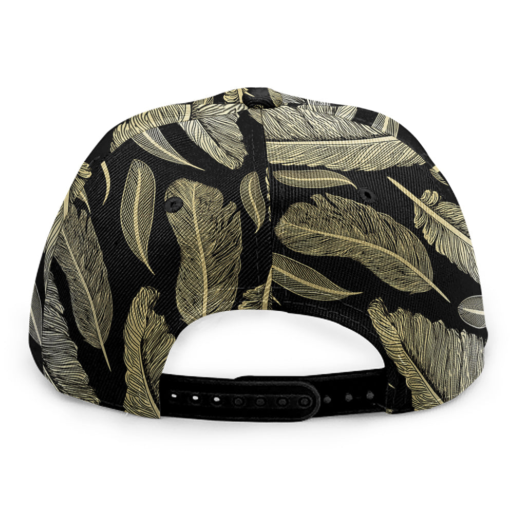 Gold And Black Feather Pattern Print Snapback Cap