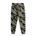 Gold And Black Feather Pattern Print Sweatpants