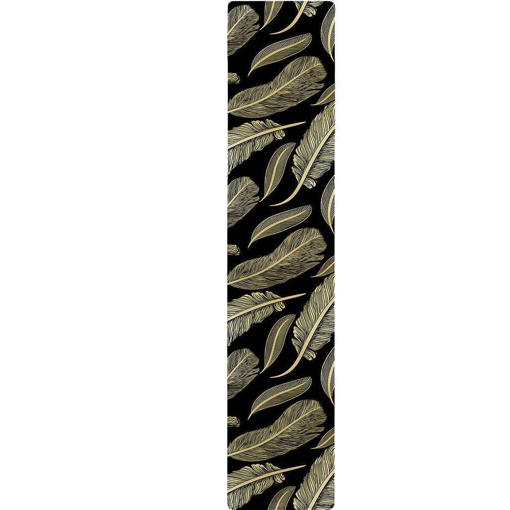 Gold And Black Feather Pattern Print Table Runner