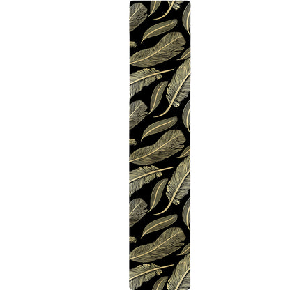 Gold And Black Feather Pattern Print Table Runner