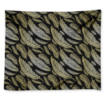 Gold And Black Feather Pattern Print Tapestry