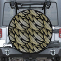 Gold And Black Feather Pattern Print Tire Cover