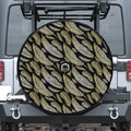 Gold And Black Feather Pattern Print Tire Cover With Camera Hole
