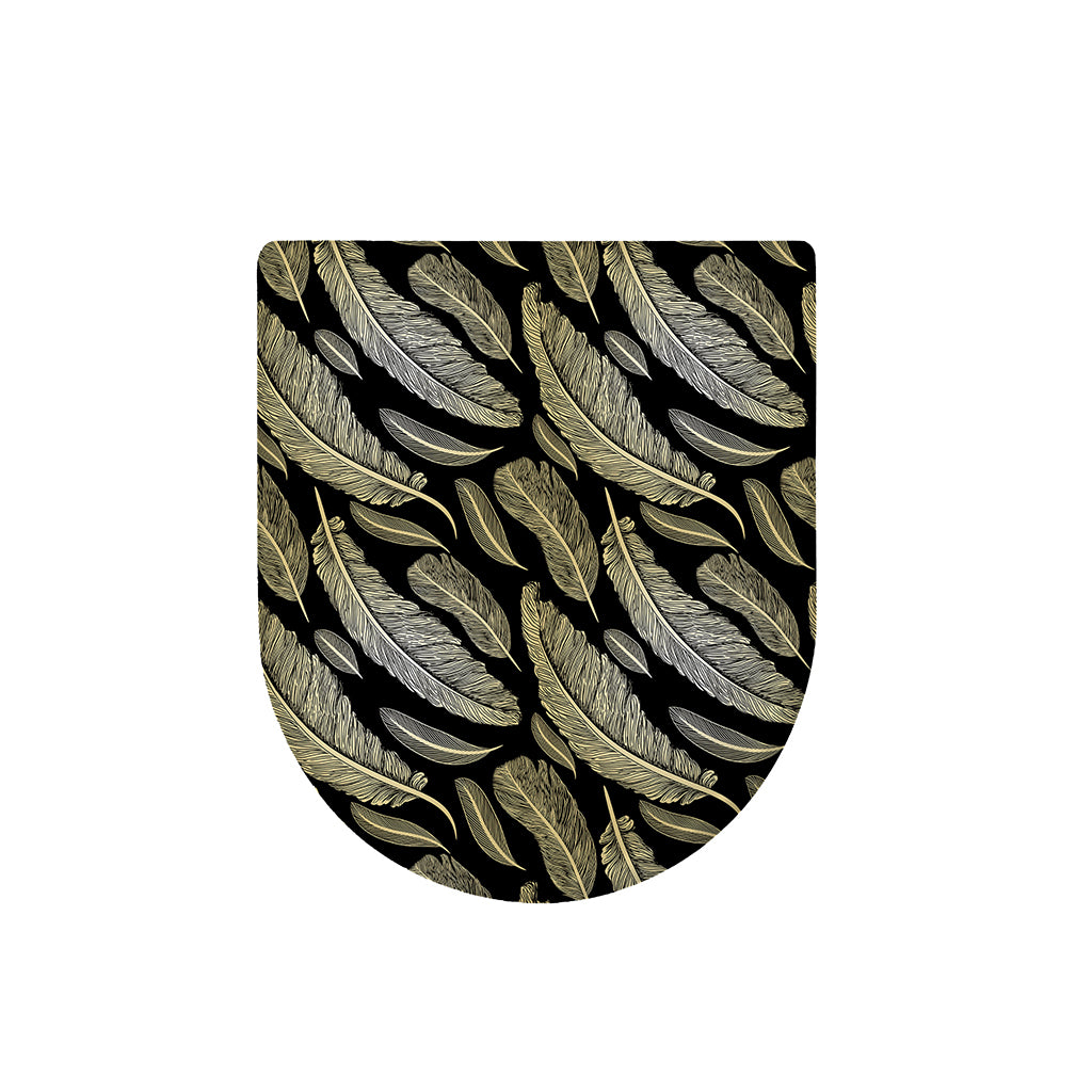 Gold And Black Feather Pattern Print Toilet Lid Cover