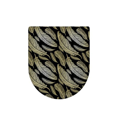 Gold And Black Feather Pattern Print Toilet Lid Cover