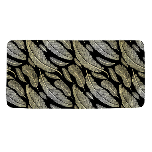 Gold And Black Feather Pattern Print Towel