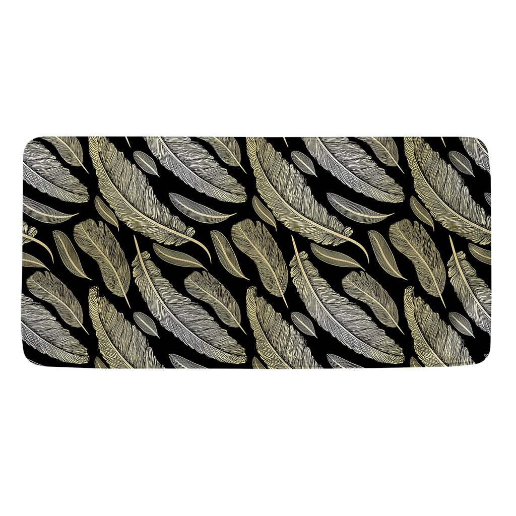 Gold And Black Feather Pattern Print Towel