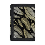 Gold And Black Feather Pattern Print Trifold Wallet