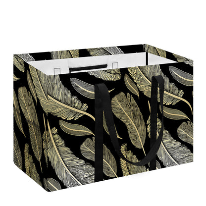 Gold And Black Feather Pattern Print Utility Tote Bag