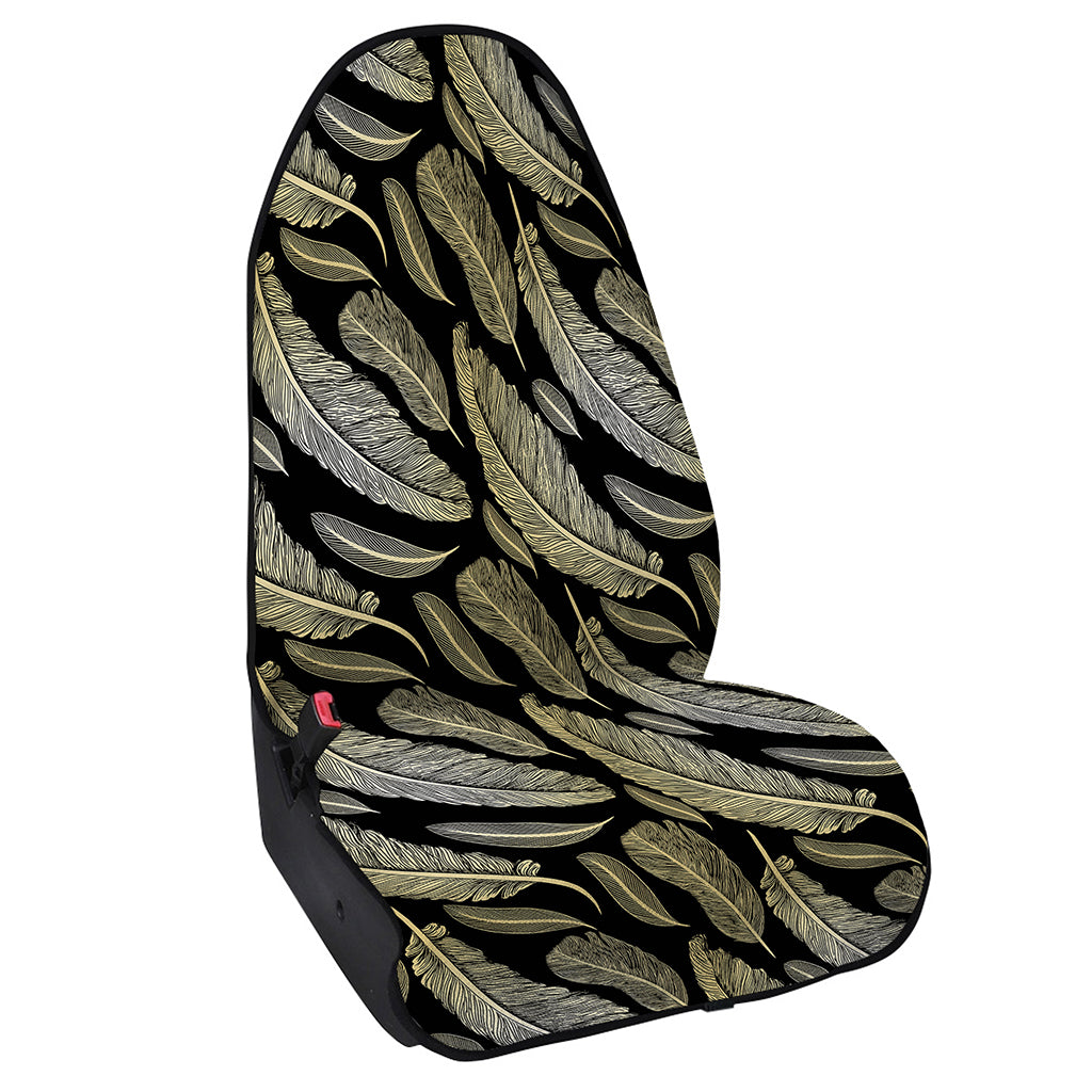 Gold And Black Feather Pattern Print Waterproof Car Seat Cover
