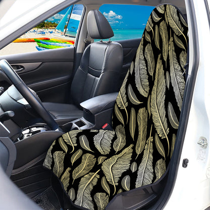 Gold And Black Feather Pattern Print Waterproof Car Seat Cover