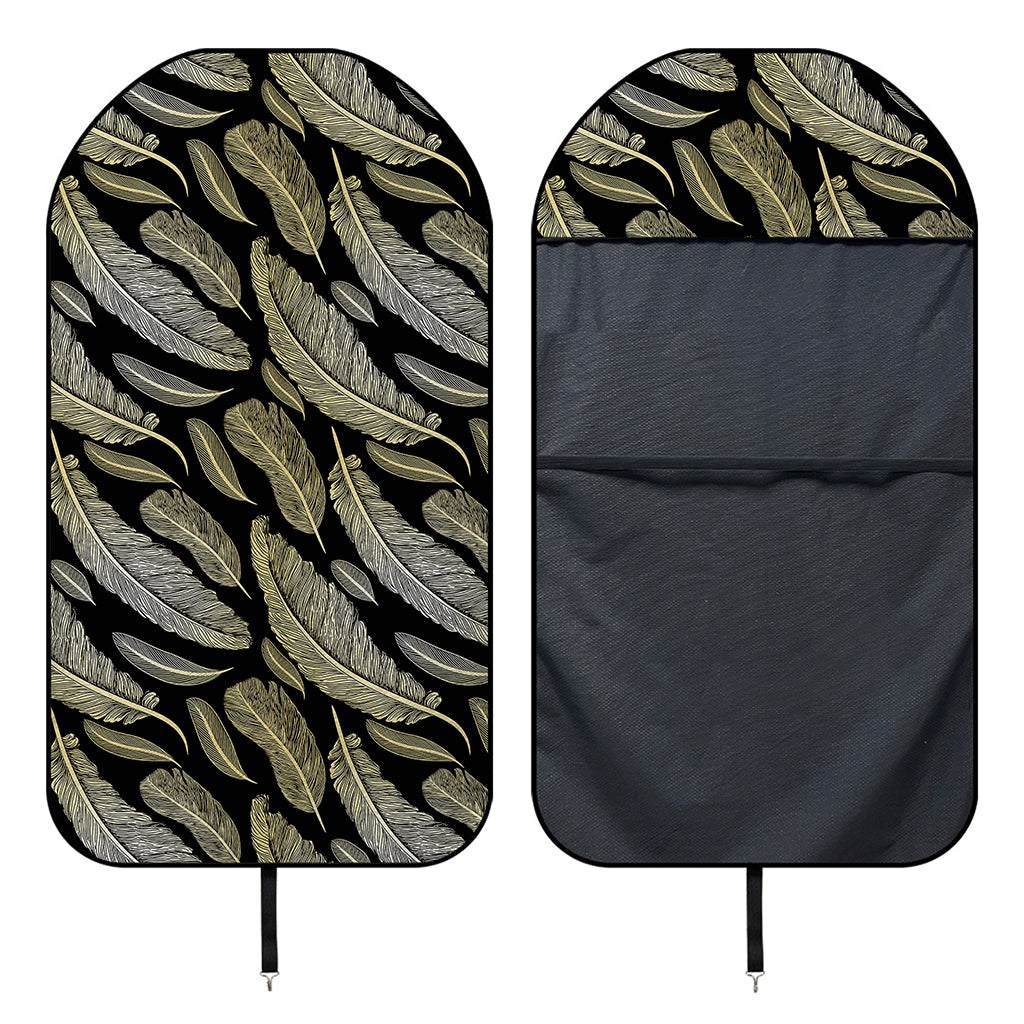 Gold And Black Feather Pattern Print Waterproof Car Seat Cover