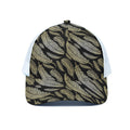 Gold And Black Feather Pattern Print White Mesh Trucker Hat