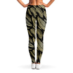 Gold And Black Feather Pattern Print Women's Leggings