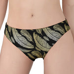 Gold And Black Feather Pattern Print Women's Panties