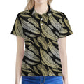 Gold And Black Feather Pattern Print Women's Polo Shirt