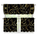 Gold And Black Gemini Sign Print 3 Piece Kitchen Curtains