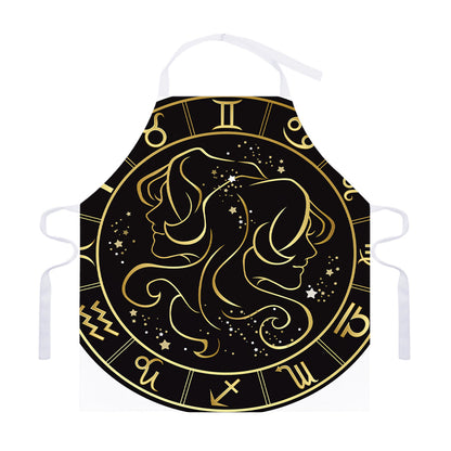 Gold And Black Gemini Sign Print Adjustable Apron
