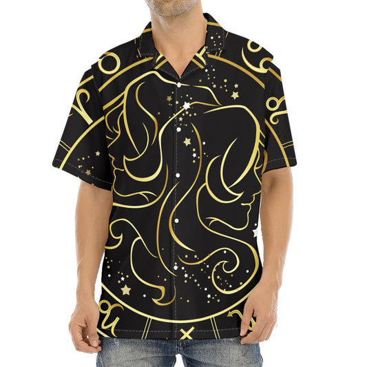 Gold And Black Gemini Sign Print Aloha Shirt