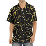Gold And Black Gemini Sign Print Aloha Shirt
