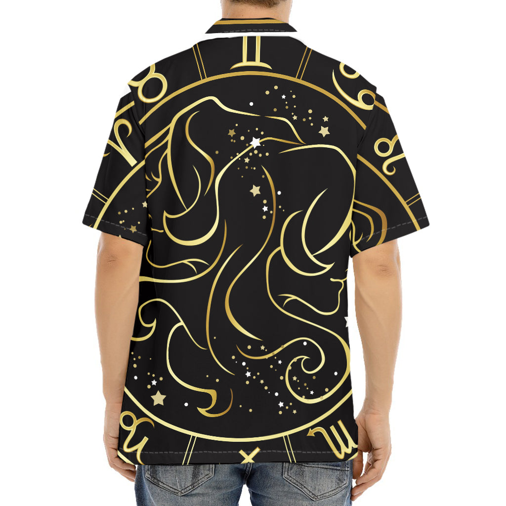 Gold And Black Gemini Sign Print Aloha Shirt